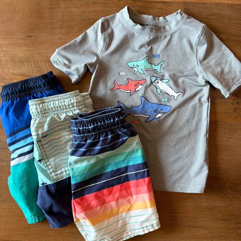 Shark Rashguard and Swim Trunks Set - 3T toddler boy